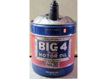 Big 4 Motor Oil Vintage 5 Gallon Can Americana Gasoline
