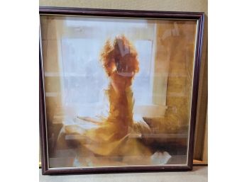 Large Framed Print Of A Painting, Woman In Window 30x31