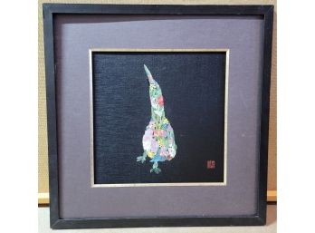 Japanese Kiwi Bird Fabric Artwork 18.5' X 19'