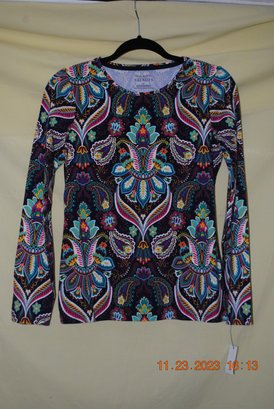 Talbots Tee Design Print Blouse XS New With Tags