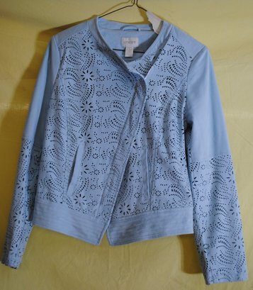 Chico LEATHER Light Blue Jacket / Outerwear. Zipper Front With Liner.