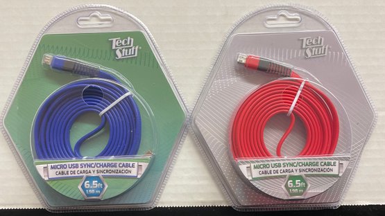 NEW Two Tech Stuff Micro USB Sync/Charge Cable 6.5ft Colors Will Vary