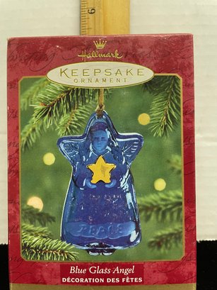 Hallmark Keepsake Christmas Ornament 2000 Blue Glass Angel