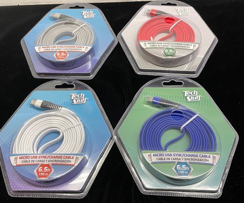 New 4 Different Colors Tech Stuff Micro USB Sync/charge Cable 6.5 Ft