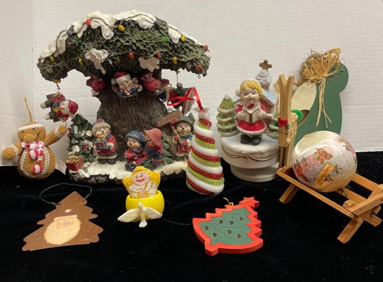 Christmas Bundle Musical Wood Decorations Ornaments Snowfamily Figure