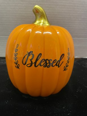 Ceramic Pumpkin That Has Blessed Written On It
