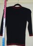 NWT Talbots PETITE Knit Sweater Button Front LS NEW WITH TAGS Black W/red Piping