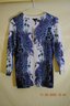 NWT Talbots Knit Blouse Blue White Paisley LS NEW WITH TAGS