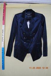 Brand White House Black Market Size 2 Velvet Blazer Coat (river Teal) Deep Blue New With Tags.