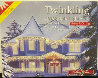 3 Twinkling 150 Curtain Light Sets Indoor/outdoor 13 Ft 3 Way Flashing