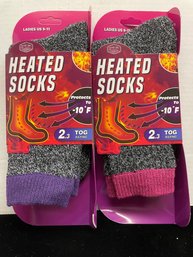 Country Side Ladies US 9-11 Purple And Pink Thermal Heated Socks