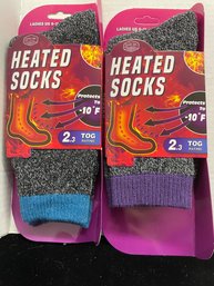Country Side Ladies US 9-11 Blue And Purple Thermal Heated Socks