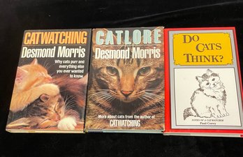 Three Cat Books Desmond Morris Purring Lore  Cat Thoughts Animals/Pets