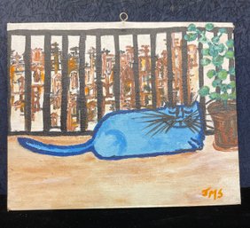 Painted Cat On City Balcony Animals/Pets