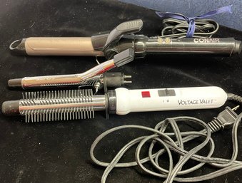 Two Hair Curling Irons Conair Voltage Valet