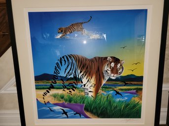 TIGER By Rick Garcia Surrealism Abstract Modern Art Framed Limited Edition Serigraph - 3