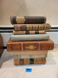 Antique Vintage Leather Bound Book Lot Of 8 As Is - 80