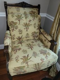 2 Of 2 Woodmark Solid Carved Wood Upholstered Armchair Lounge Chair