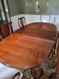Thomasville Solid Carved Wood Dining Table With Leaf - 7