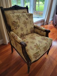 1 Of 2 Woodmark Solid Carved Wood Upholstered Armchair Lounge Chair