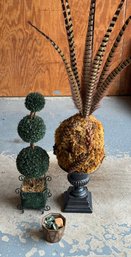 Decorative Exotic Faux Plants In Vases Home Decor Feathers