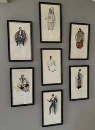 Lot Of 7 Italian Artist Framed Prints I Fumatori Serie Di 12 Tavole