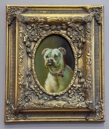 Victorian Style English Bulldog Portrait Painting Gold Frame Robert Grace #1 Of 5