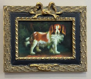 Victorian Style King Charles Spaniel Dog Portrait Painting Gold Frame Robert Grace #2 Of 5