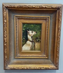 Victorian Style White English Terrier Dog Portrait Painting Gold Frame Robert Grace #4 Of 5