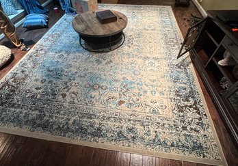 Large Unique Loom Istanbul Collection Blue/ Cream Area Rug Carpet (10' X 14') Made In Turkey