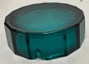 Heavy Vintage, Old, Blue Green Glass Ashtray.