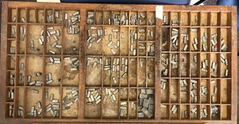 Typeset Wood Tray With Type Letters And Wood Tray, Very Good