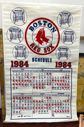 Vintage 1984 Red Sox Cloth Calendar Schedule