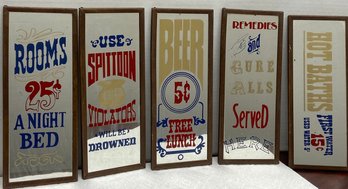 5 Mirrored Wall Art - Vintage Barroom Signs - See Pictures For Details