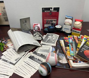 Lot Of Mixed Sports Collector Items. Signed Photos, Baseballs, Magazines, Collector Photographs 5x7 Jay Pub..