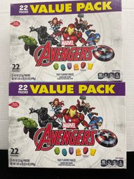 New 2 Boxes Marvel Avengers 22 Pouch Value Pack Fruit Flavored Snacks