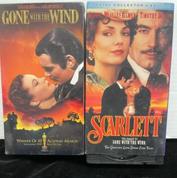 VHS New Gone With The Wind & Gently Used Scarlett Boxed Sets Of Two Tapes