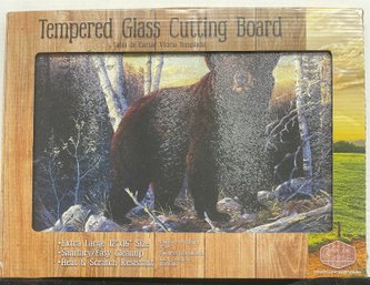 Tempered Glass Cutting Board Black Bear 12x16 NEW