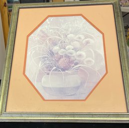 Cattails In Vase Painting Signed By Artist Framed Art
