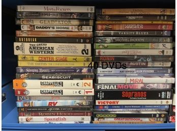 40 DVDs.  All With Inserts And Cases. Very Good To New Condition. Mixed Genres.