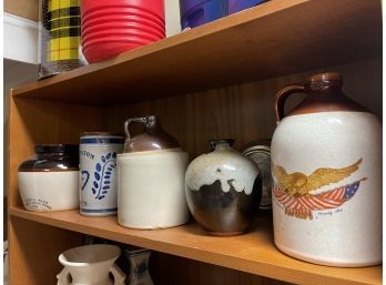 Vintage 5 Clay Pottery And Jugs / Crocks