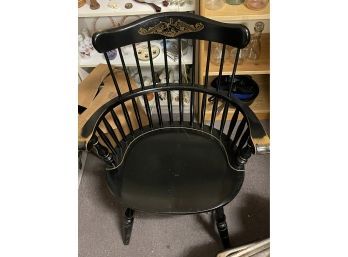 Vintage Bent Brothers Solid, Black Painted Windsor Armchair