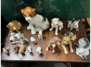 Lot Of Porcelain Dogs. Different Sizes Different Breeds.