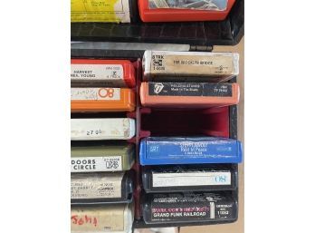 24 Eight Track Tapes W/ Case Rock, Classic Rock The Doors, ZZ Top, Marshall Tucker, Grateful Dead,