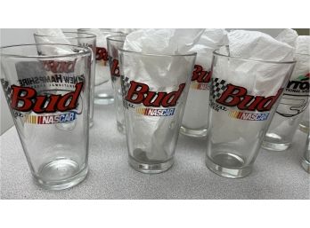 13 Budweiser Pint NASCAR Racing Glasses Daytona, Bristol, New Hampshire, Atlanta, Darlington, Talladega More