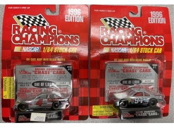 Two 1996 Edition Racing Champion NASCAR 1/6 Stock Car Die Cast Chase Cars. #4 #94