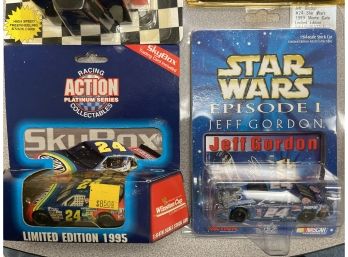 4 New Jeff Gordon Stock Car Nascar 1:64 Scale Lot. Star Wars, Peanuts Joe Cool, SkyBox, 1993 1995 1999 2000
