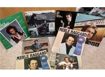 Merle Haggard Lot Of 8 LP Vinyl Records. Best Of, Roots Of My Raising, The Strangers, Big City, Live