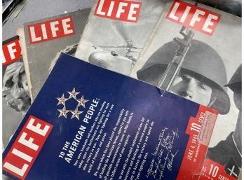 6 Life Wartime Magazines 1943-1945 Judy Garland, Jango, Victorious Yank, Soviet Soldier,  Sikorskys Helicopter