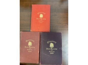 Three Antique Connecticut State Register And Manual Books. 1887, 1890, 1905